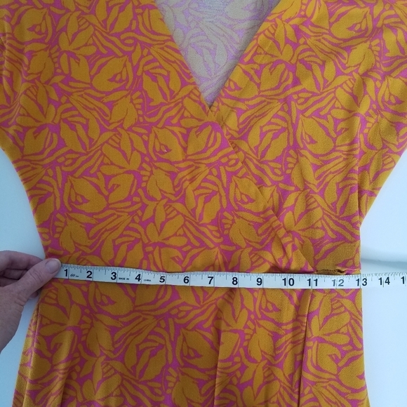 Nine West Dolman Sleeve Wrap Dress Tie Waist Orange/Pink Floral Print Size S - Picture 5 of 12